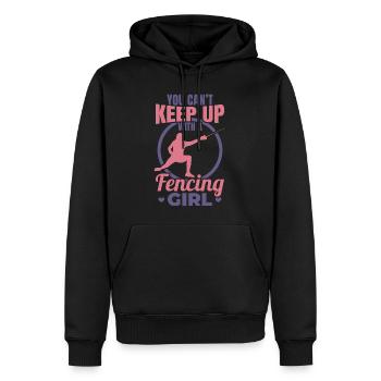 Fecht Mädchen - Männer Premium Bio Hoodie - Schwarz - Vorne - Nico (187cm)