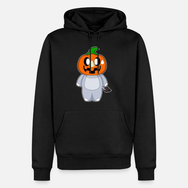 Hippopotame Halloween citrouille - Sweat à capuche Premium bio Homme - noir