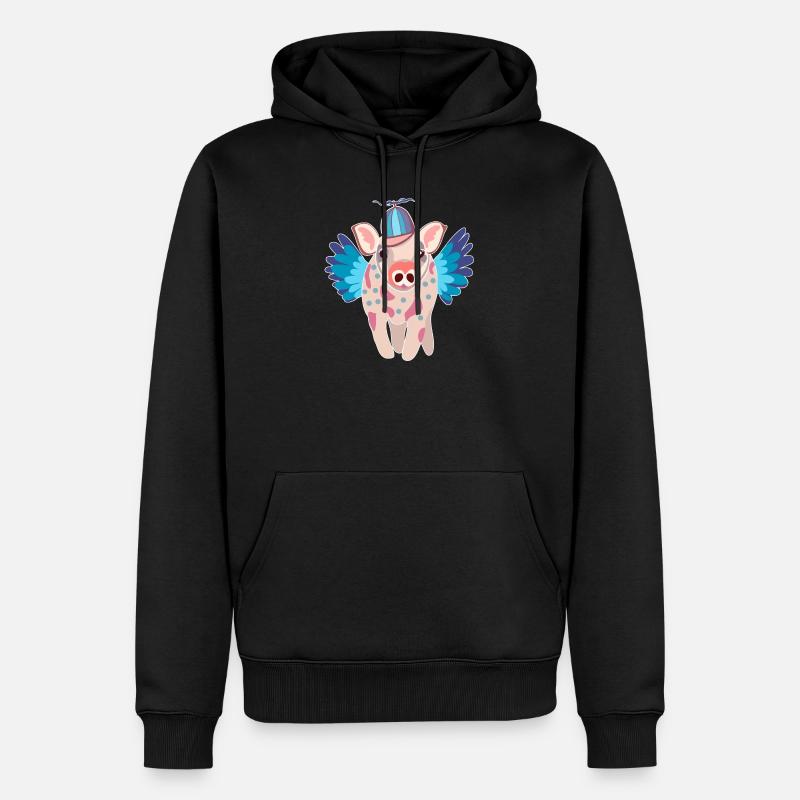 Cochon ailé pastel avec bonnet - Sweat à capuche Premium bio Homme - noir