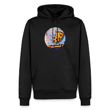 Pizza Slice Skateboard Graffiti - Männer Premium Bio Hoodie - Schwarz - Vorne - Nico (187cm)