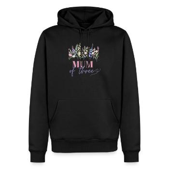 Maman de trois enfants - Sweat à capuche Premium bio Homme - noir - Devant - Nico (187cm)