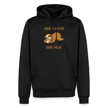 Paresseux sans café sans moi - Sweat à capuche Premium bio Homme - noir - Devant - Nico (187cm)