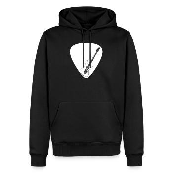 E-Gitarre (Strat-Form) für dunkle Untergründe - Männer Premium Bio Hoodie - Schwarz - Vorne - Nico (187cm)