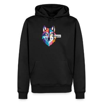Tête de loup colorée « Wild Spirit » - Sweat à capuche Premium bio Homme - noir - Devant - Nico (187cm)