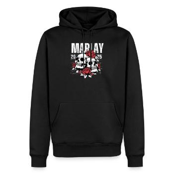 Skelett-Schädel mit Rosen und Memorial-Thema - Männer Premium Bio Hoodie - Schwarz - Vorne - Nico (187cm)