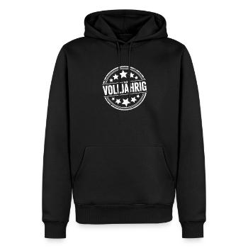 Timbre adulte – Drôle 18e anniversaire Desig - Sweat à capuche Premium bio Homme - noir - Devant - Nico (187cm)
