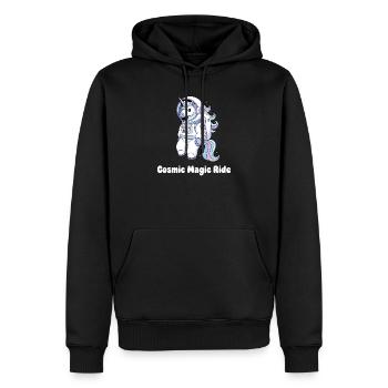 Kosmische Einhorn Raumfahrt - Männer Premium Bio Hoodie - Schwarz - Vorne - Nico (187cm)