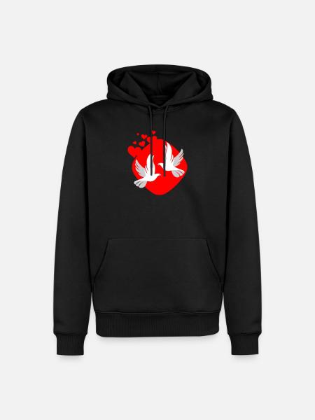Dove of love on red background - Men’s Premium Organic Hoodie - black