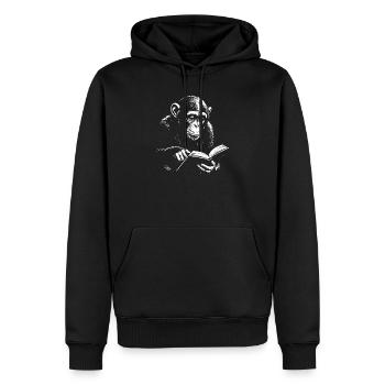 Affen-Illustration lesen - Männer Premium Bio Hoodie - Schwarz - Vorne - Nico (187cm)