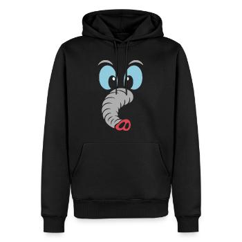 Éléphant | Déguisement de carnaval en costume de grand visage - Sweat à capuche Premium bio Homme - noir - Devant - Nico (187cm)