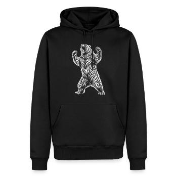 Motif de l’ours polaire tribal – Ours sauvage - Sweat à capuche Premium bio Homme - noir - Devant - Nico (187cm)
