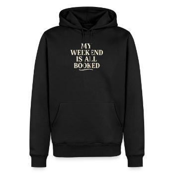 Mein Wochenende für Bücher reserviert - Männer Premium Bio Hoodie - Schwarz - Vorne - Nico (187cm)