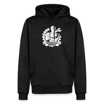 Ouvrier du bâtiment robuste avec engrenages - Sweat à capuche Premium bio Homme - noir - Devant - Nico (187cm)