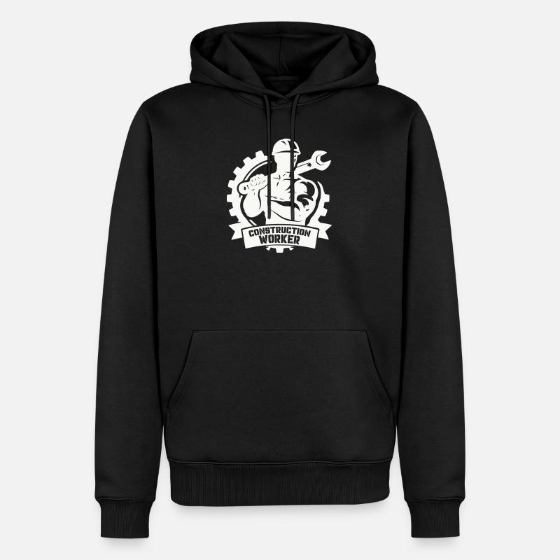 Starker Bauarbeiter mit Zahnrädern - Männer Premium Bio Hoodie - Schwarz