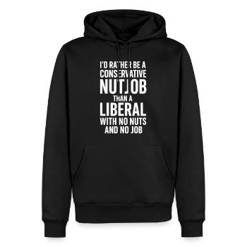 Humour Politique Conservateur vs Libéral - Sweat à capuche Premium bio Homme - noir - Devant - Nico (187cm)