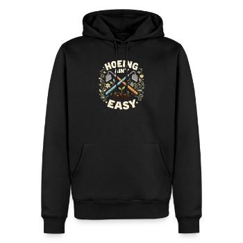 Hacken ist nicht einfach – Gartenarbeit für Frauen - Männer Premium Bio Hoodie - Schwarz - Vorne - Nico (187cm)