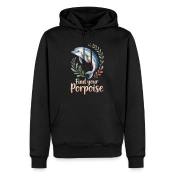 Trouvez votre motivation marsouin - Sweat à capuche Premium bio Homme - noir - Devant - Nico (187cm)