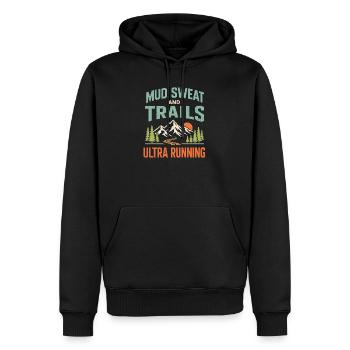 Mud Sweat and Trails Ultra Running - Männer Premium Bio Hoodie - Schwarz - Vorne - Nico (187cm)