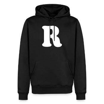 Großes R Stil-Print | Buchstabe R | R Logo - Männer Premium Bio Hoodie - Schwarz - Vorne - Nico (187cm)