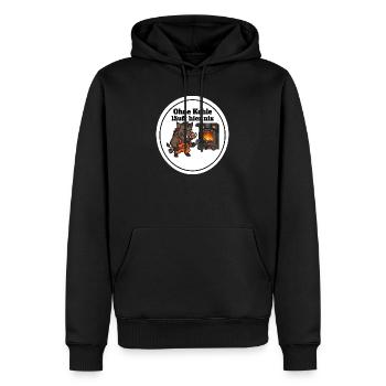 Dampflok Heizer Wildschwein Shirt Kohle Spruch - Männer Premium Bio Hoodie - Schwarz - Vorne - Nico (187cm)