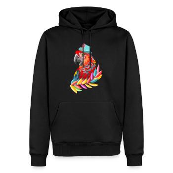 perroquet au chapeau - Sweat à capuche Premium bio Homme - noir - Devant - Nico (187cm)