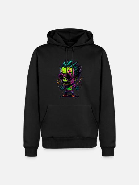 Bunter cooler Zombie - Männer Premium Bio Hoodie - Schwarz