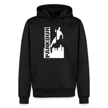 Parkour - Men’s Premium Organic Hoodie - black - Front - Nico (187cm)
