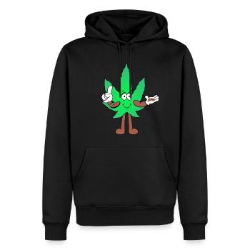 Der Bloom - Weed Cannabis Stoned Hanf Marihuana - Männer Premium Bio Hoodie - Schwarz - Vorne - Nico (187cm)