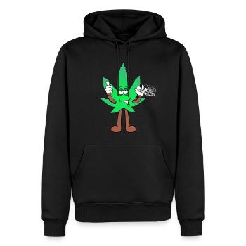 Der Bloom - Weed Cannabis Stoned Hanf Marihuana - Männer Premium Bio Hoodie - Schwarz - Vorne - Nico (187cm)