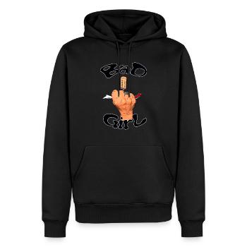 Bad Girl and corkscrew hand - Men’s Premium Organic Hoodie - black - Front - Nico (187cm)