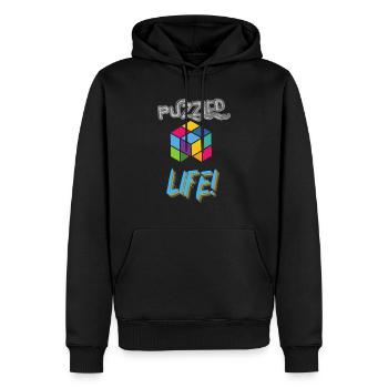Puzzle ist mein Leben - Männer Premium Bio Hoodie - Schwarz - Vorne - Nico (187cm)