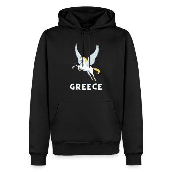 Grèce mythologie pégase vacances voyage - Sweat à capuche Premium bio Homme - noir - Devant - Nico (187cm)