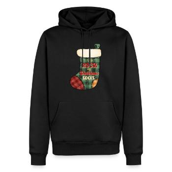 Merry Christmas, Christmas, Ugly Sweater, socks - Men’s Premium Organic Hoodie - black - Front - Nico (187cm)