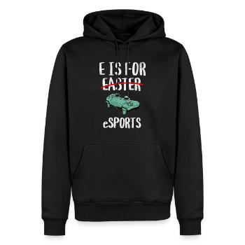 E signifie eSports - Joyeuses Pâques - Sweat à capuche Premium bio Homme - noir - Devant - Nico (187cm)