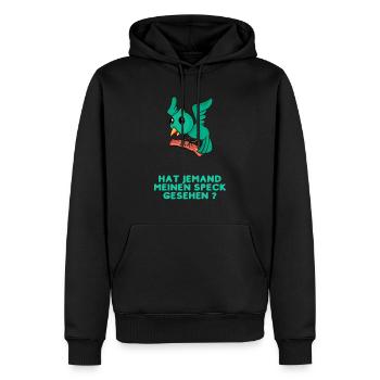 Hat jemand meinen Speck gesehen? - Männer Premium Bio Hoodie - Schwarz - Vorne - Nico (187cm)
