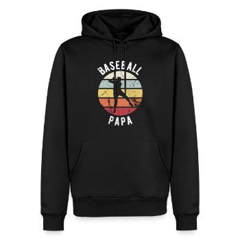 Retro Vintage - Sportfan - Funny Baseball Papa - Männer Premium Bio Hoodie - Schwarz - Vorne - Nico (187cm)