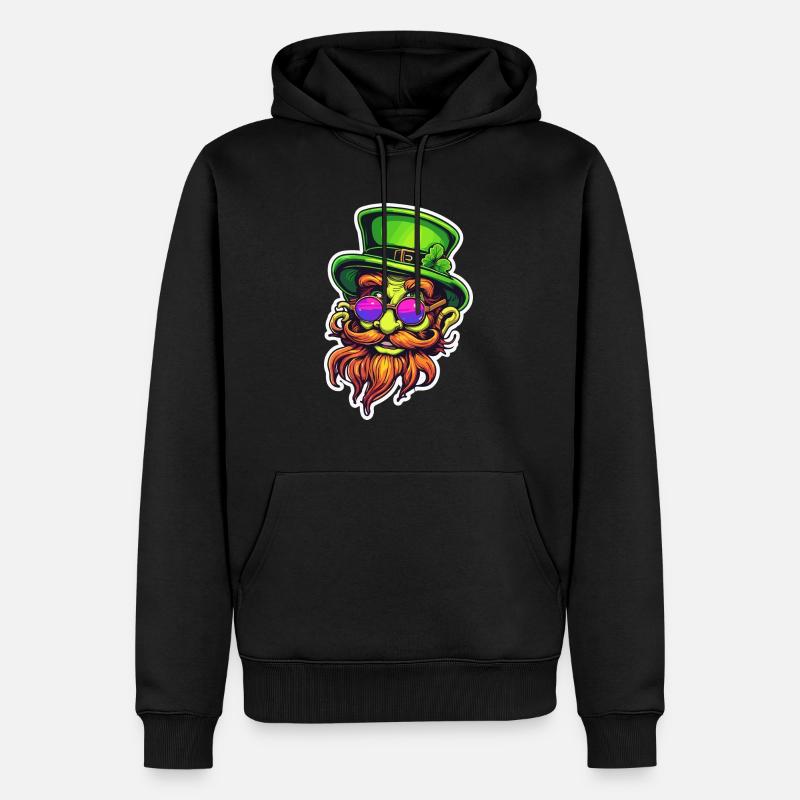 Leprechaun / Leprechaun / Vert / Gingembre / Irlande - Sweat à capuche Premium bio Homme - noir