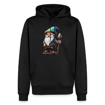 Garden Gnome / Fairyland / Leprechaun / Gnome / Logo - Men’s Premium Organic Hoodie - black - Front - Nico (187cm)