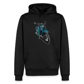 Hirondelle (turquoise) // Illustration - Sweat à capuche Premium bio Homme - noir - Devant - Nico (187cm)