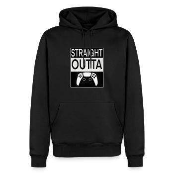 Straight outta game - Men’s Premium Organic Hoodie - black - Front - Nico (187cm)