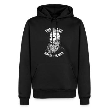 Fier de la barbe : la barbe fait l’homme ! - Sweat à capuche Premium bio Homme - noir - Devant - Nico (187cm)