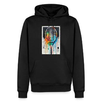 Tennis Vintage Splash Art - Männer Premium Bio Hoodie - Schwarz - Vorne - Nico (187cm)