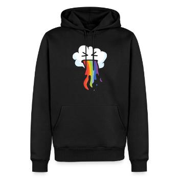 Kawaii Wolke erbricht einen Regenbogen - Männer Premium Bio Hoodie - Schwarz - Vorne - Nico (187cm)