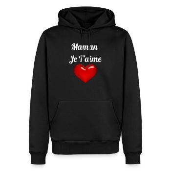 Maman Je T aime - Sweat à capuche Premium bio Homme - noir - Devant - Nico (187cm)