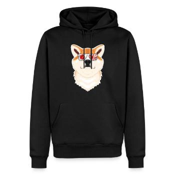 Akita Inu Japan Sunglasses I Japanese Flag - Männer Premium Bio Hoodie - Schwarz - Vorne - Nico (187cm)