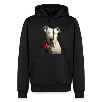 Dogo Argentino Saint-Valentin - Sweat à capuche Premium bio Homme - noir - Devant - Nico (187cm)