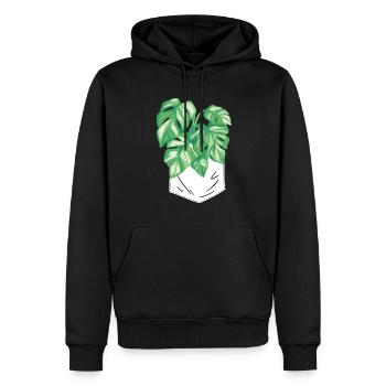 Monstera Deliciosa Albo Plante d’intérieur botanique - Sweat à capuche Premium bio Homme - noir - Devant - Nico (187cm)