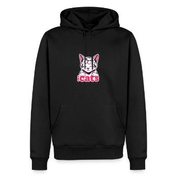 „ Katze – Mystisches Katzen-Design “ - Männer Premium Bio Hoodie - Schwarz - Vorne - Nico (187cm)
