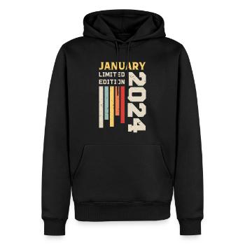 Januar 2024 - Geburtstagsgeschenk Januar 2024 - Männer Premium Bio Hoodie - Schwarz - Vorne - Nico (187cm)