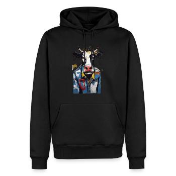 T-Shirt-Sweatshirt "Chic Bovin en Jean" - Männer Premium Bio Hoodie - Schwarz - Vorne - Nico (187cm)